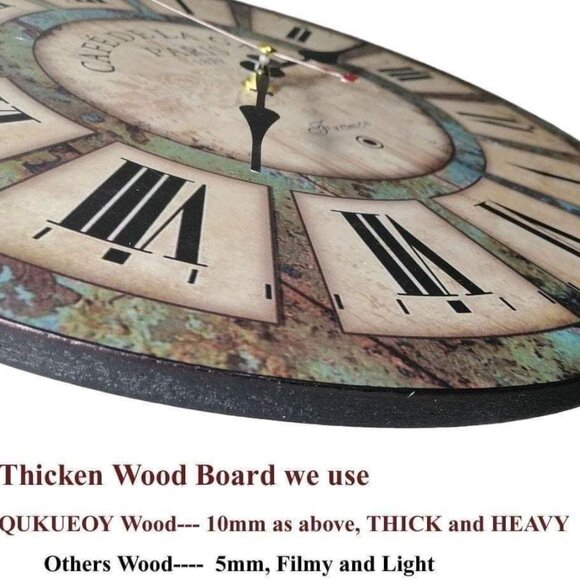 16" silent wooden round clock 2 styles - Picture 4 of 5